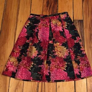 Floral A-Line Silk Skirt - Pink and Gold